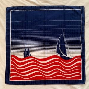 Vintage Nautical Scarf Handkerchief with Boats